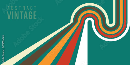 Modern art wall poster retro vintage 70s style stripes,background template lines shapes vector design.