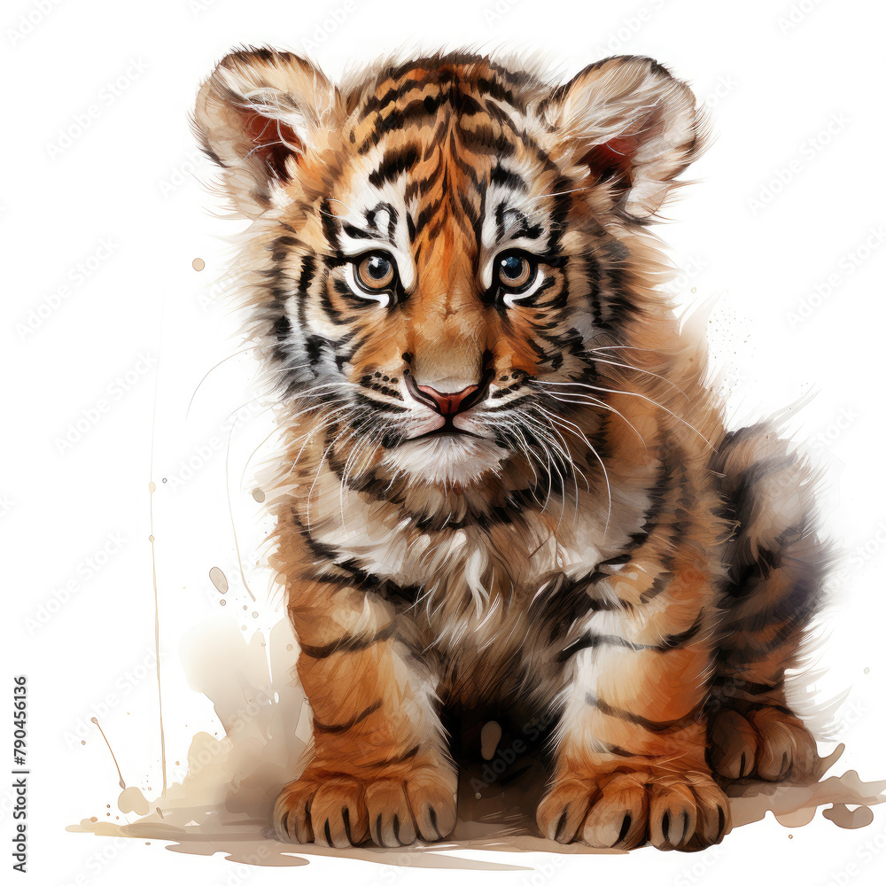 Fototapeta premium Watercolor Caspian tiger, clipart Illustration, Generative Ai