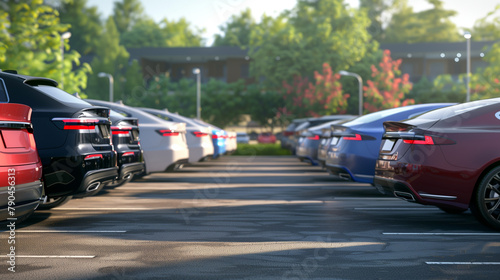 moderns sedan cars in parking lot 
