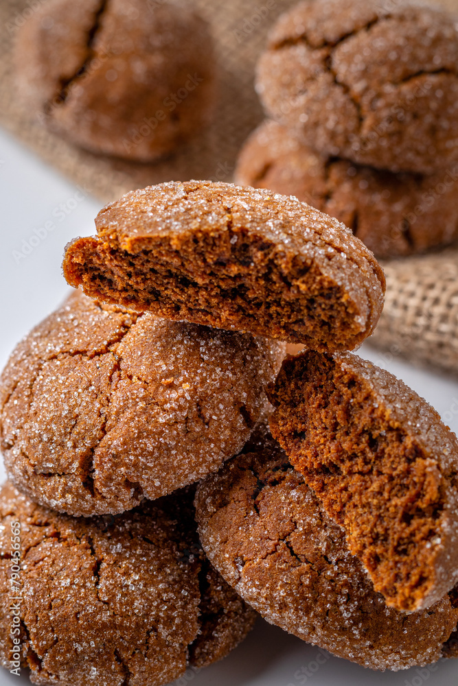 A group of Warm Homemade Gingersnap Cookies A group of Warm Homemade Gingersnap Cookies