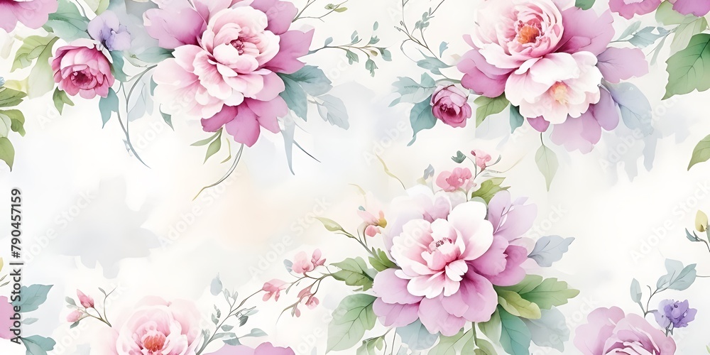 Fototapeta A dreamy garden of whimsical florals, blooming pastel hues, like a draw flowers pattern