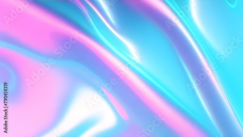 Iridescent chrome wavy gradient cloth fabric abstract background  ultraviolet holographic foil texture  liquid surface  ripples  metallic reflection. 3d render illustration