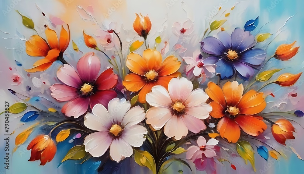 Oil painting of flowers Abstract art background Colorful Oil painting of flowers Abstract art background Colorful