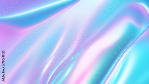 Iridescent chrome wavy gradient cloth fabric abstract background  ultraviolet holographic foil texture  liquid surface  ripples  metallic reflection. 3d render illustration