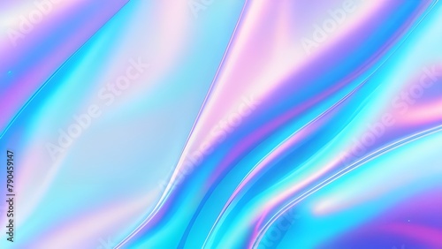 Iridescent chrome wavy gradient cloth fabric abstract background, ultraviolet holographic foil texture, liquid surface, ripples, metallic reflection. 3d render illustration