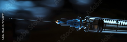 Close Up Image of Needle with Liquid Inside Medical Professional Performing Fine Needle Injection . 