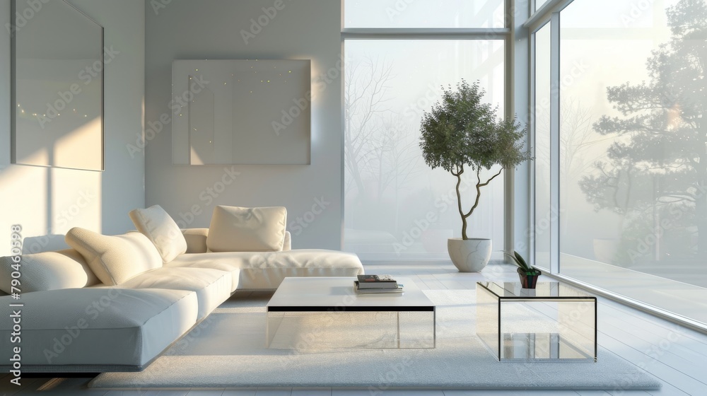 Serene living room basking in morning light