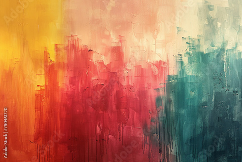 a painting, very soft watercolours used, red, yellow, turquoise, --ar 3:2 --stylize 750