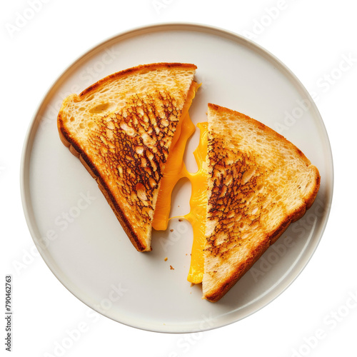 Delicious Plate of Grilled Cheese Sandwich Isolated on a Transparent Background 