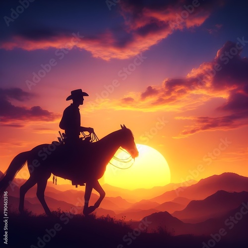 horse on sunset background