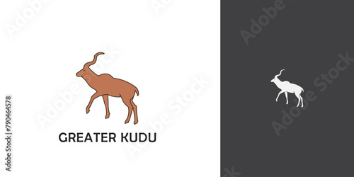 Vector of Greater Kudu on white background, greater kudu logo design
