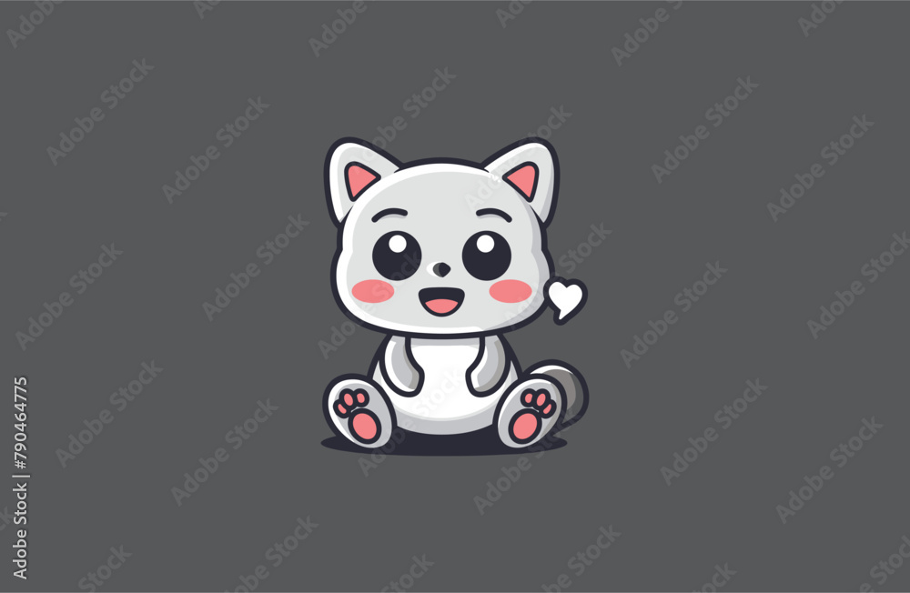 Cute Cat happy Mascot logo Design Cute Cat happy Mascot logo Design