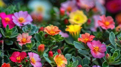 Colorful Blossoms of Portulaca grandiflora with Overlapping Petals © 2rogan