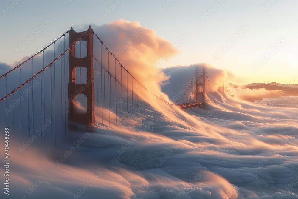 Fog-Engulfed Bridge with Surreal Scenic Beauty
