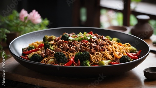 Ma La Xiang Guo (Spicy Stir-fry Pot) A customizable stir-fry dish with various meats, vegetables, and noodles cooked in a spicy sauce. photo