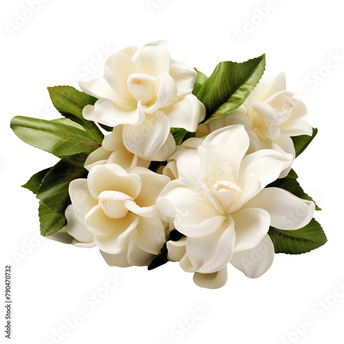 Beautiful Jasmin Gardenias Isolated On White Background  photo