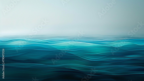 A minimalist canvas where layers of translucent ocean blue and marine green merge  creating an abstract background that whispers of the deep and mysterious sea