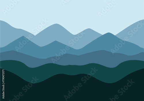 outdoors mountain peak horizon travel illustration background set vector design 