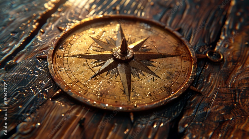 A compass icon, its design a texture of exploration and guidance, AI Generative