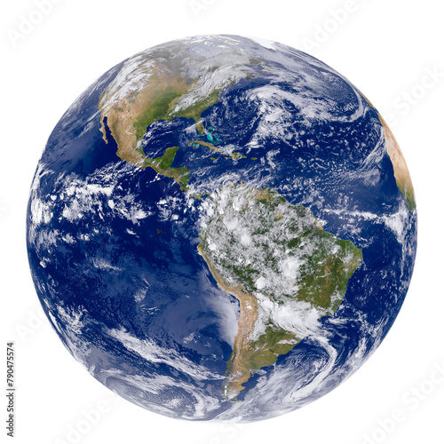 Blue planet earth isolated on transparent background, PNG File. Elements of this image furnished by NASA