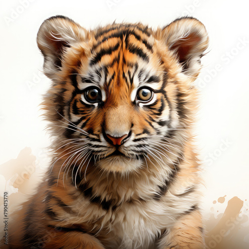 Watercolor Javan tiger  clipart Illustration  Generative Ai