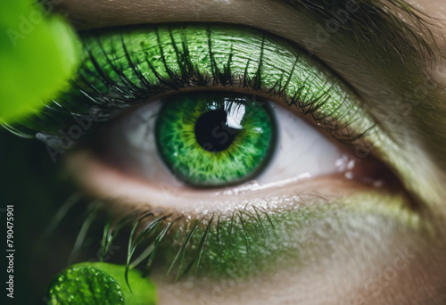 Emerald Vision A Close-Up of Green Eyes photo