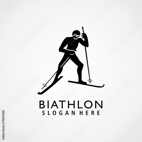 biathlon Logo design vector illustration