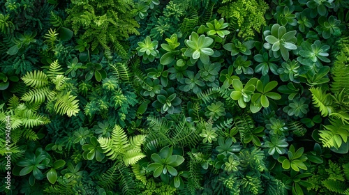 top view of a lush forest landscape, verdant canopy creating a vibrant texture, AI Generative photo