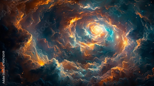 Vibrant clouds encircle a mysterious portal in the heavens, AI Generative photo