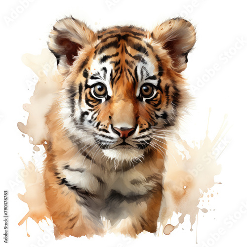 Watercolor Malayan tiger  clipart Illustration  Generative Ai