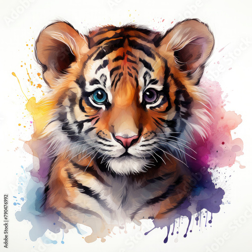 Watercolor Malayan tiger  clipart Illustration  Generative Ai