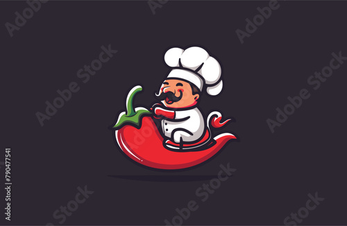 Cute Chef Chili Mascot logo Design