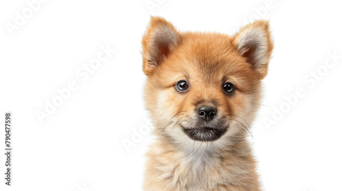 Admire the adorable charm of a smiling Shiba Inu puppy dog with this cute fluffy portrait isolated on a clear PNG background.