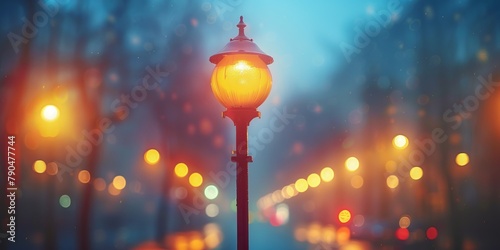 Street Light Standing by Roadside. Generative AI photo