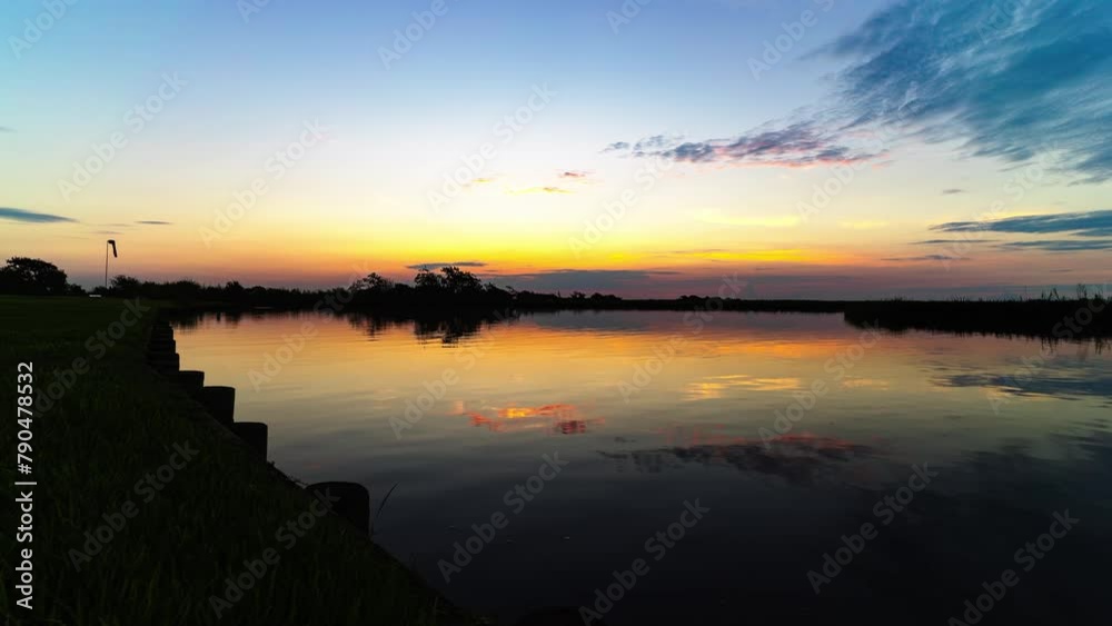 Lockdown Time Lapse Reflection Of Dramatic Clouds In River During Tranquil Sunset - Jefferson County, Texas Lockdown Time Lapse Reflection Of Dramatic Clouds In River During Tranquil Sunset - Jefferson County, Texas