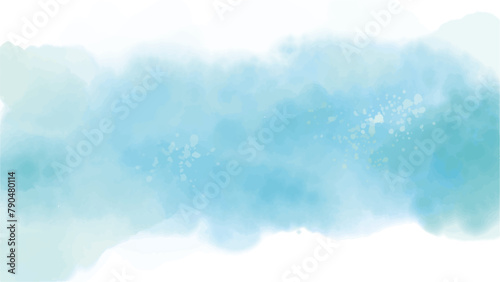 水彩テクスチャの背景素材　横長　16:9  ブルー　水色