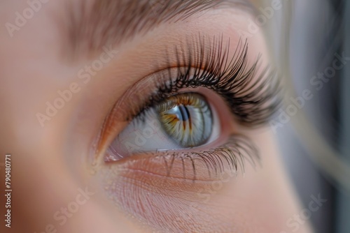 Close-up of female eye with long artificial eyelashes © InfiniteStudio