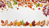 Autumn Leaf Banner Template on White Background