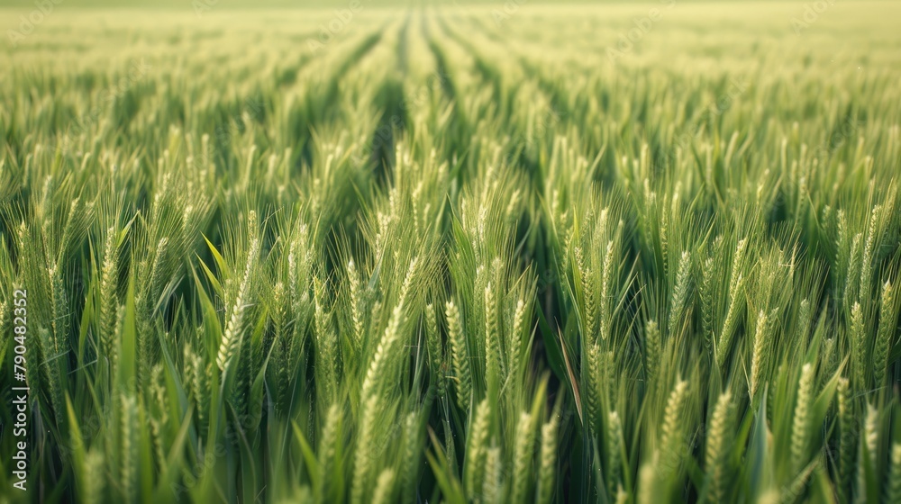 Wide vista of a large field of green wheat Wide vista of a large field of green wheat