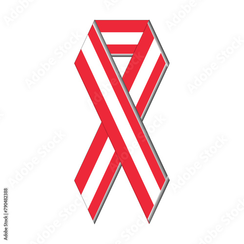 Austria  flag in ribbon design, Austrain flag vector graphic design, red ribbon isolated on white photo
