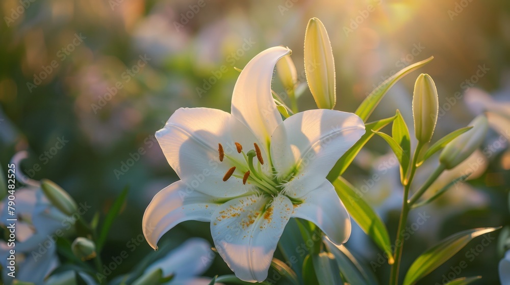 Fototapeta premium White flower red center field