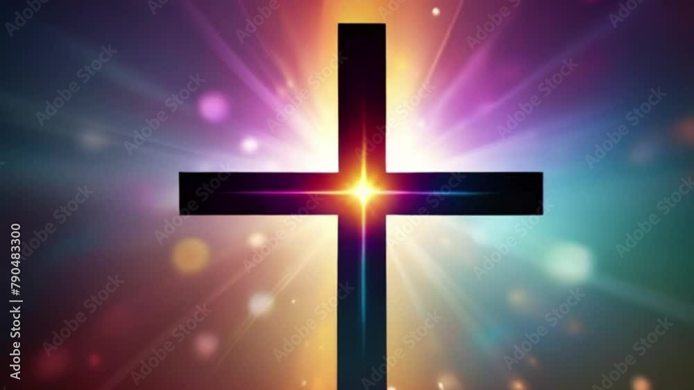 Cross symbol with radiant bokeh background Cross symbol with radiant bokeh background