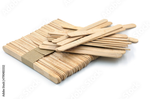 Popsicle sticks for crafts are on a white background.