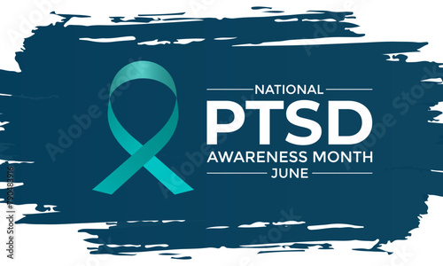 National PTSD Awareness month in June 27. Its will be raised awareness of posttraumatic stress disorder. Background, poster, card, banner design. Vector EPS 10.