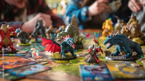 cooperative board game where players take on the roles of different factions in a fantasy realm, strategizing and coordinating their actions to fend off a common enemy threatening their kingdom​ photo