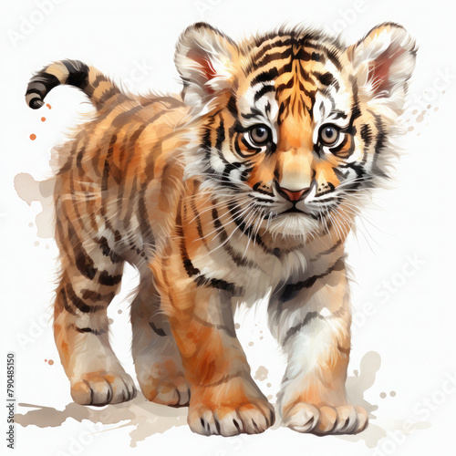 Watercolor South China tiger  clipart Illustration  Generative Ai