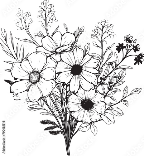 Flowers on white isolated background. Botanical illustration
