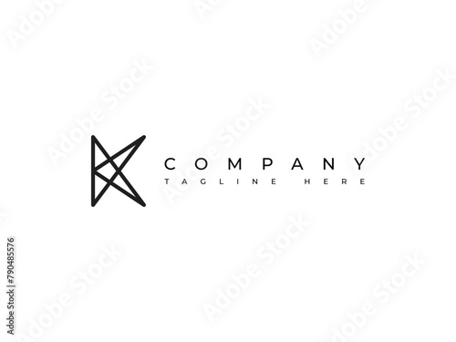 abstract letter K star line logo design