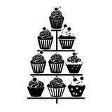 Cupcakes arranged in a decorative tower