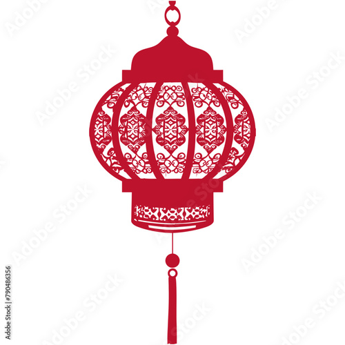 asian chinese traditional lantern red color only